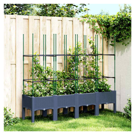 vidaXL Zahradní truhlík s treláží modrá šedá 160 x 40 x 142,5 cm PP