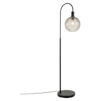 Designová stojací lampa černá s kouřovým sklem - Chico