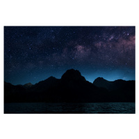 Fotografie Astrophotography picture of Sant Mauricio landscape with milky way on the night sky.,