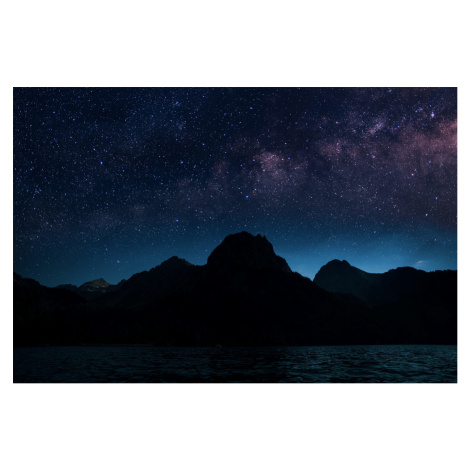 Fotografie Astrophotography picture of Sant Mauricio landscape with milky way on the night sky.,