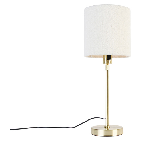 Stolní lampa zlatá nastavitelná s boucle stínidlo bílá 20 cm - Parte QAZQA