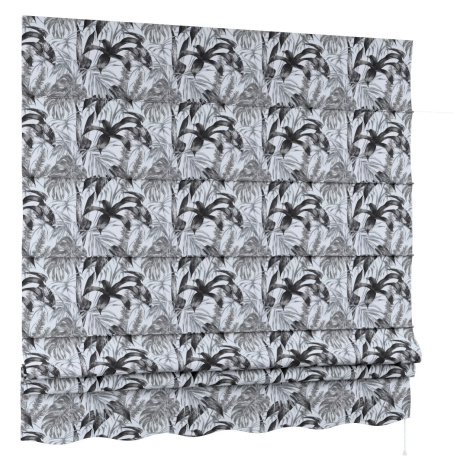 Dekoria Římská roleta Firenze, šedo - černé listy na bílém pozadí, SALE - doprodej, 151-96