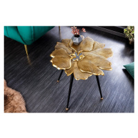 Estila Glamour designový konferenční stolek Ginko ve zlatém provedení ve tvaru listů jinanu s če