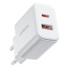 Joyroom JR-TCF05 20W rychlá dvouportová síťová nabíječka USB-C / USB-A - bílá + kabel USB-C - Li