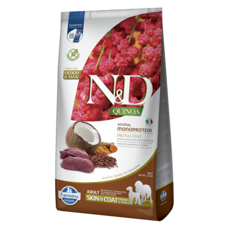 Farmina N&D Quinoa Skin & Coat jelení maso, quinoa, kokos a kurkuma Adult - Výhodné balení: 2 x 