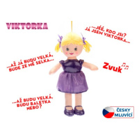 MIKRO TRADING - Panenka Viktorka hadrová 32cm česky mluvící na baterie fialová 0m+ v sáčku