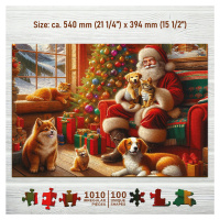 Vánoční dřevěné Puzzle 1000 dílků Santa Claus a přátelé