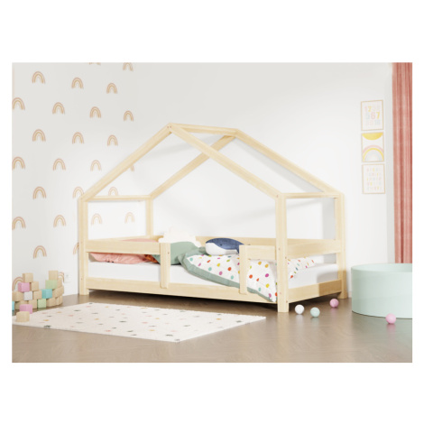Benlemi Dětská postel domeček LUCKY s pevnou bočnicí Zvolte barvu: Transparentní vosková lazura 