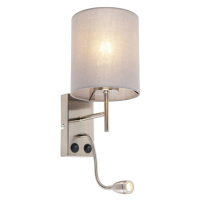 Moderní nástěnná lampa z oceli s bavlněným odstínem - Stacca
