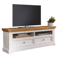 TV stolek Marone, dekor bílá-dřevo, masiv, borovice