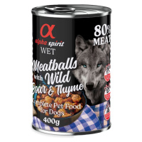 Alpha spirit Dog Meatballs 6 × 400 g - divočák s tymiánem