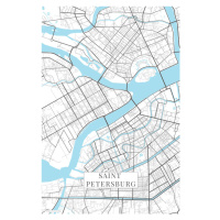 Mapa Saint Petersburg white, 26.7x40 cm