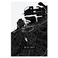 Mapa Malmo black, (26.7 x 40 cm)