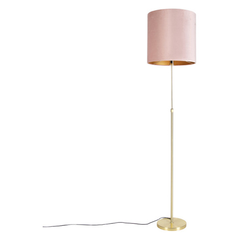 Stojací lampa zlatá / mosazná s růžovým sametovým odstínem 40/40 cm - Parte QAZQA