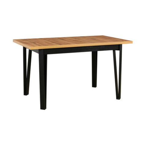 Rozkládací jídelní stůl IKON 5 - dub wotan/černé nohy Drewmix