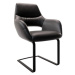 DELIFE Jídelní židle Yago-Flex konzolová podnož plochá černá pravá kůže černá