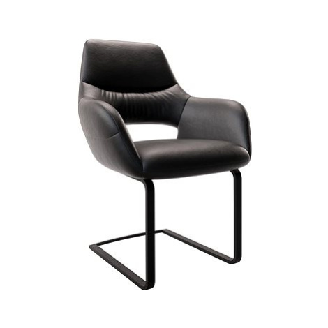 DELIFE Jídelní židle Yago-Flex konzolová podnož plochá černá pravá kůže černá