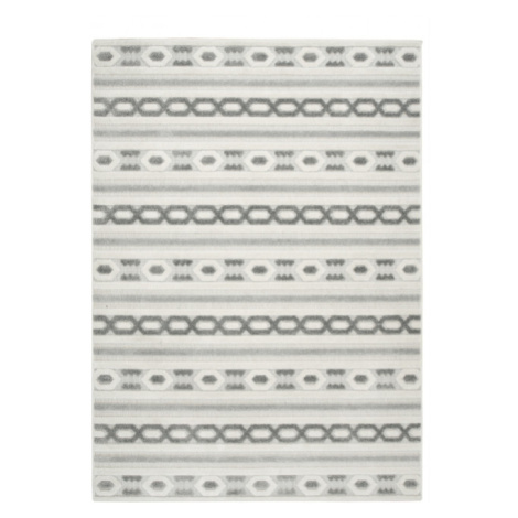 Šňůrkový koberec Stella D402A Etno šedý / stříbrný / krémový