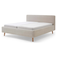 Béžová čalouněná dvoulůžková postel s úložným prostorem s roštem 140x200 cm Mattis Cord – Meise 