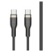FIXED opletený kabel USB-C/USB-C (PD), 0,5m, USB 2.0, 100W, černý