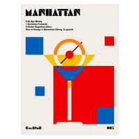 Ilustrace Manhattan Bauhaus Cocktail, Retrodrome, 30 × 40 cm