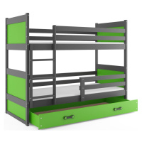 BMS Dětská patrová postel RICO | šedá 80 x 190 cm Barva: Zelená