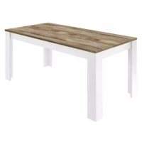 Jídelní stůl BASIC 7 bílá lesklá/dub
