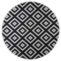 Černo-bílý pratelný kulatý koberec ø 80 cm – Vitaus