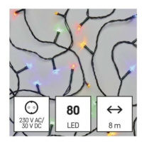 LED vánoční řetěz, 8 m, venkovní i vnitřní, rGB nebo CCT, časovač