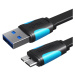 Kabel Flat USB 3.0 A to Micro-B cable Vention VAS-A12-B150 1.5m Black