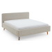 Béžová čalouněná dvoulůžková postel s úložným prostorem a roštem 160x200 cm Mattis – Meise Möbel