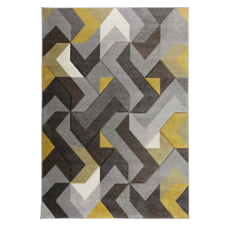 Flair Rugs koberce Kusový koberec Hand Carved Aurora Grey/Ochre - 200x290 cm