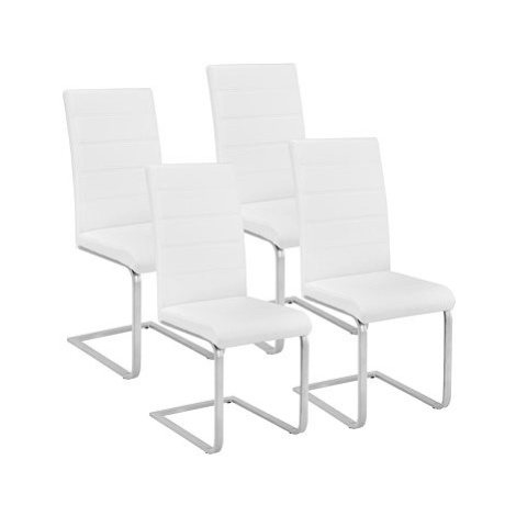 4x Jídelní židle, umělá kůže, bílá tectake