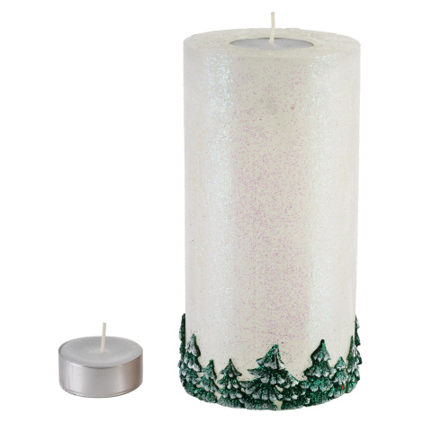 Mondex Vánoční svícen Les 24 cm bílo-zelený