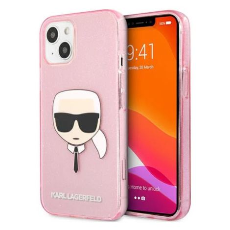Kryt Karl Lagerfeld KLHCP13SKHTUGLP iPhone 13 mini 5,4" pink hardcase Glitter Karl`s Head (KLHCP