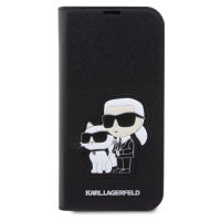 Karl Lagerfeld PU Saffiano Karl and Choupette NFT flipové pouzdro pro iPhone 13 Pro Max černé