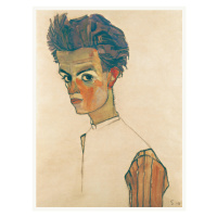 Obrazová reprodukce Man in Striped Shirt (Male Self Portrait) - Egon Schiele, (30 x 40 cm)