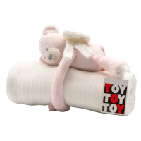 Toy toy toy dětská deka s plyšovým medvídkem růžovým