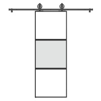 vidaXL Posuvné dveře s kováním 76x205 cm tvrzeného sklo a hliník