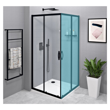 SIGMA SIMPLY BLACK sprchové dveře posuvné pro rohový vstup 900 mm, čiré sklo GS2190B GELCO