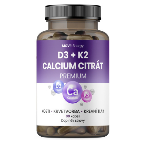 MOVit Energy Vitamín D3 1000 IU + K2 75 mcg + Calcium Citrát 90 kapslí