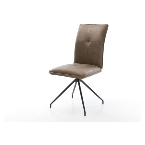 DELIFE Jídelní židle Maddy-Flex mikrovlákno taupe vintage křížová podnož zúžená černá