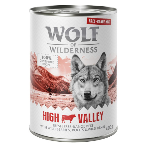 Wolf of Wilderness "Free-Range Meat", 6 x 400 g - za skvělou cenu! - High Valley - hovězí