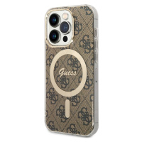 Pouzdro Guess 4G IML MagSafe zadní kryt pro Apple iPhone 14 PRO Brown