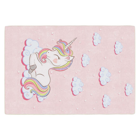 vidaXL Dětský koberec růžový 160 x 230 cm jednorožec pratelný
