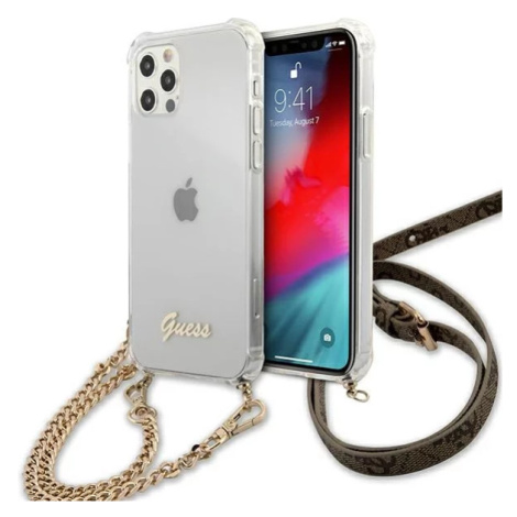 Kryt Guess GUHCP12MKC4GSGO iPhone 12/12 Pro 6,1" Transparent hardcase 4G Gold Chain (GUHCP12MKC4