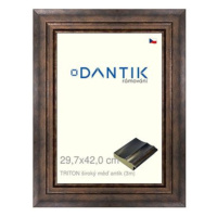 DANTIK rámeček 29,7 × 42, TRITON široký měď antik plexi čiré