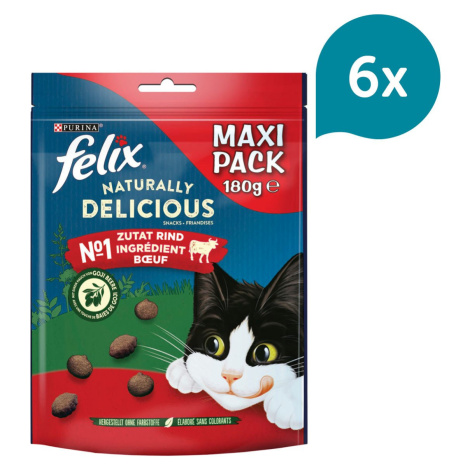 FELIX Naturally Delicious pamlsek pro kočky s hovězím masem a goji 6× 180 g