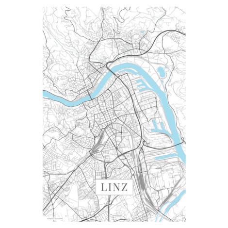 Mapa Linz white, 26.7 × 40 cm