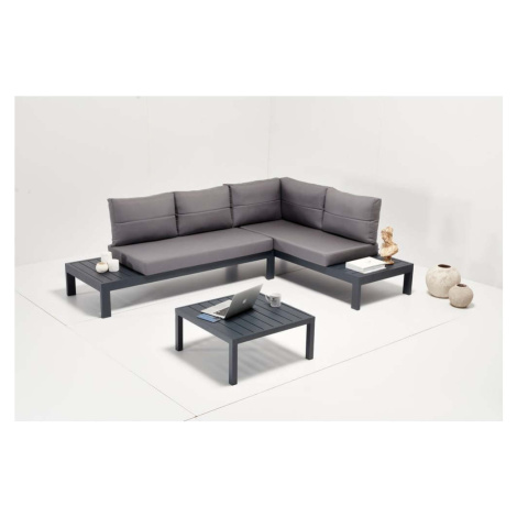 Černo-šedý hliníkový zahradní lounge set pro 3 Verona – Floriane Garden